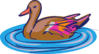 Brown And Pink Duck In Water Clip Art